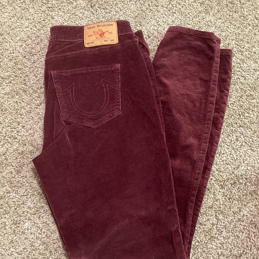 True Religion Deep Burgundy Corduroy Trousers